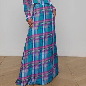 L'AGENCE Patricia Plaid Maxi Skirt